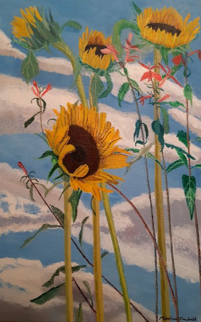 Sunflowers and Lobelia